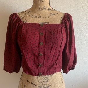 Polka Dot Puff Sleeve Top